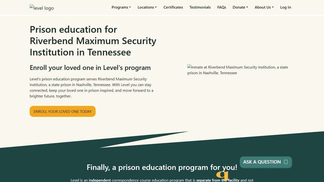 Prison Education For Riverbend Maximum Security Institution - Level